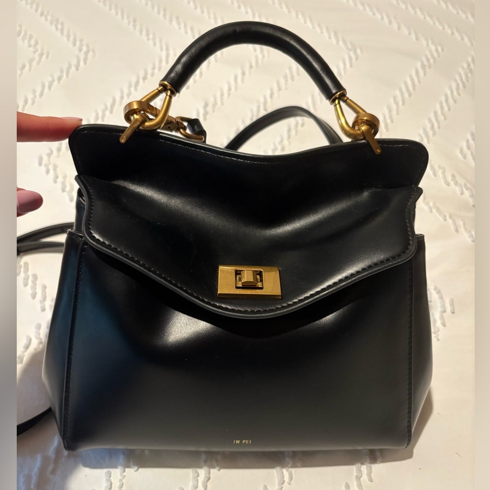 JW PEI Black and Gold Shoulder Bag with Structured Design